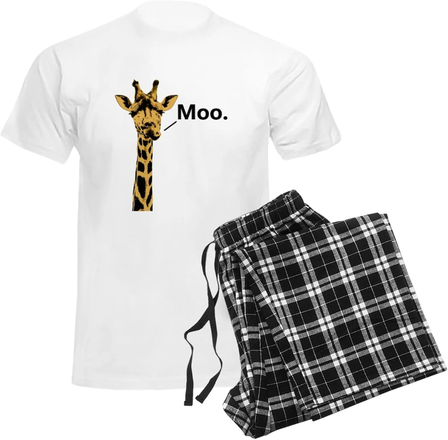 CafePress Giraffe Moo Funny Pajamas Men's Novelty Light Pajama Set, Comfortable PJ Sleepwear