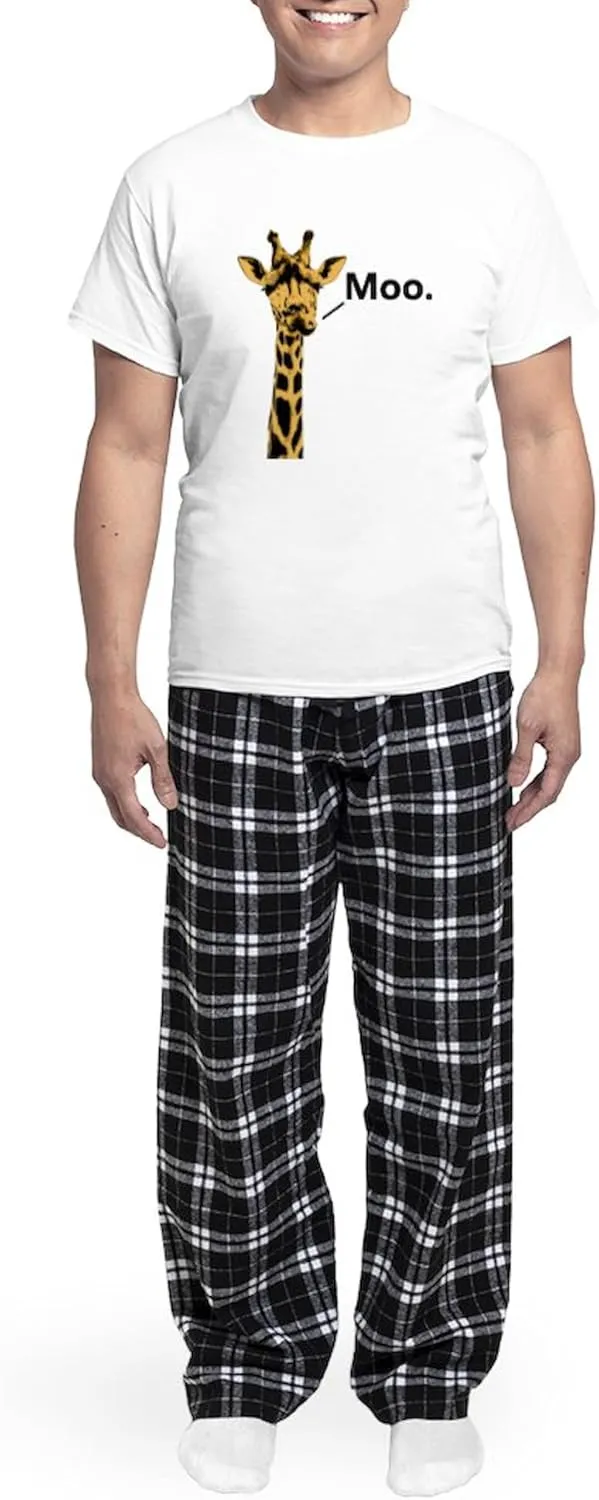 CafePress Giraffe Moo Funny Pajamas Men's Novelty Light Pajama Set, Comfortable PJ Sleepwear