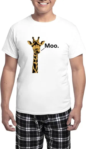 CafePress Giraffe Moo Funny Pajamas Men's Novelty Light Pajama Set, Comfortable PJ Sleepwear