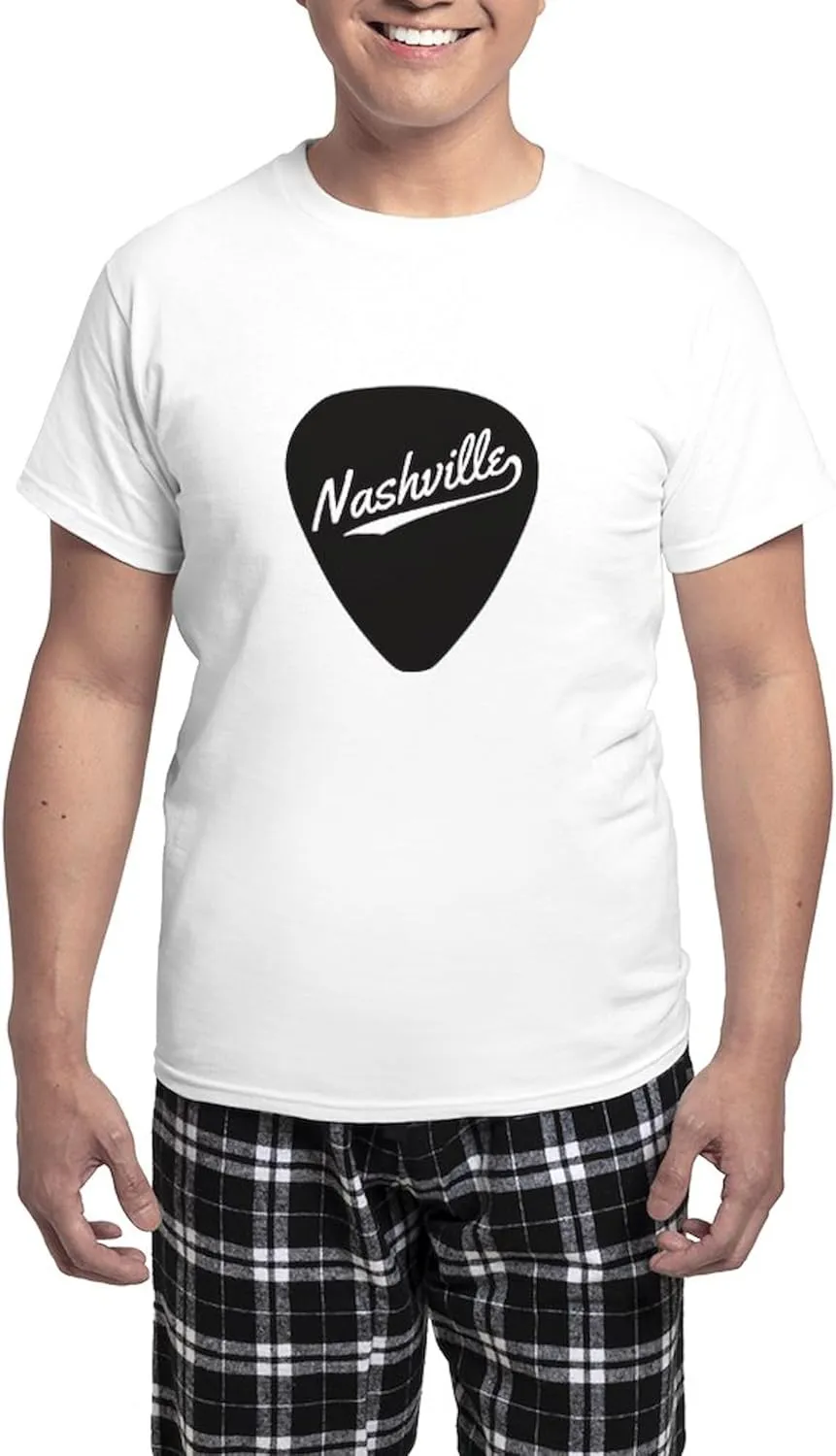 CafePress Nashville Guitar Pick Pajamas Men's Novelty Light Pajama Set, Comfortable PJ Sleepwear