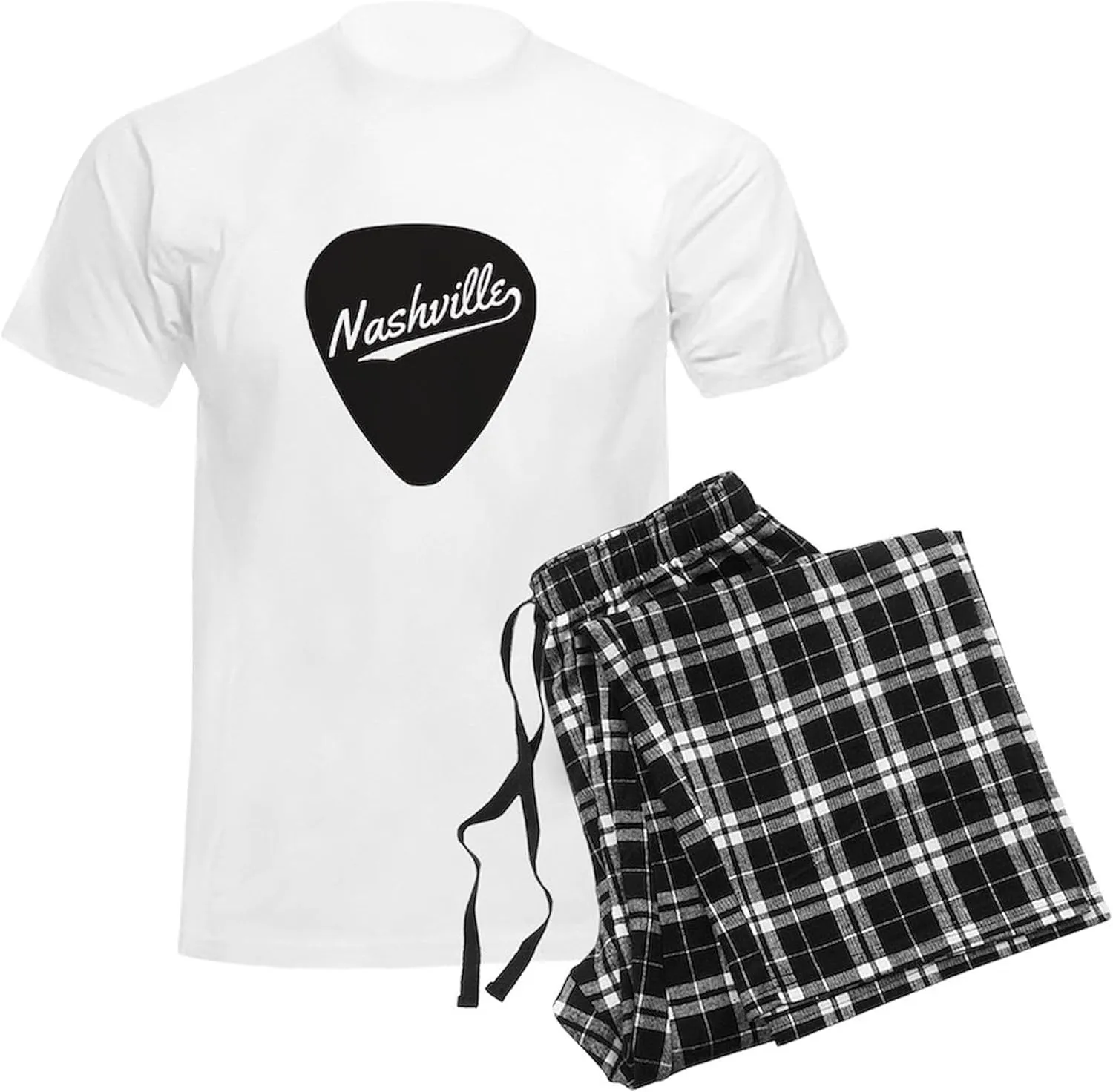 CafePress Nashville Guitar Pick Pajamas Men's Novelty Light Pajama Set, Comfortable PJ Sleepwear