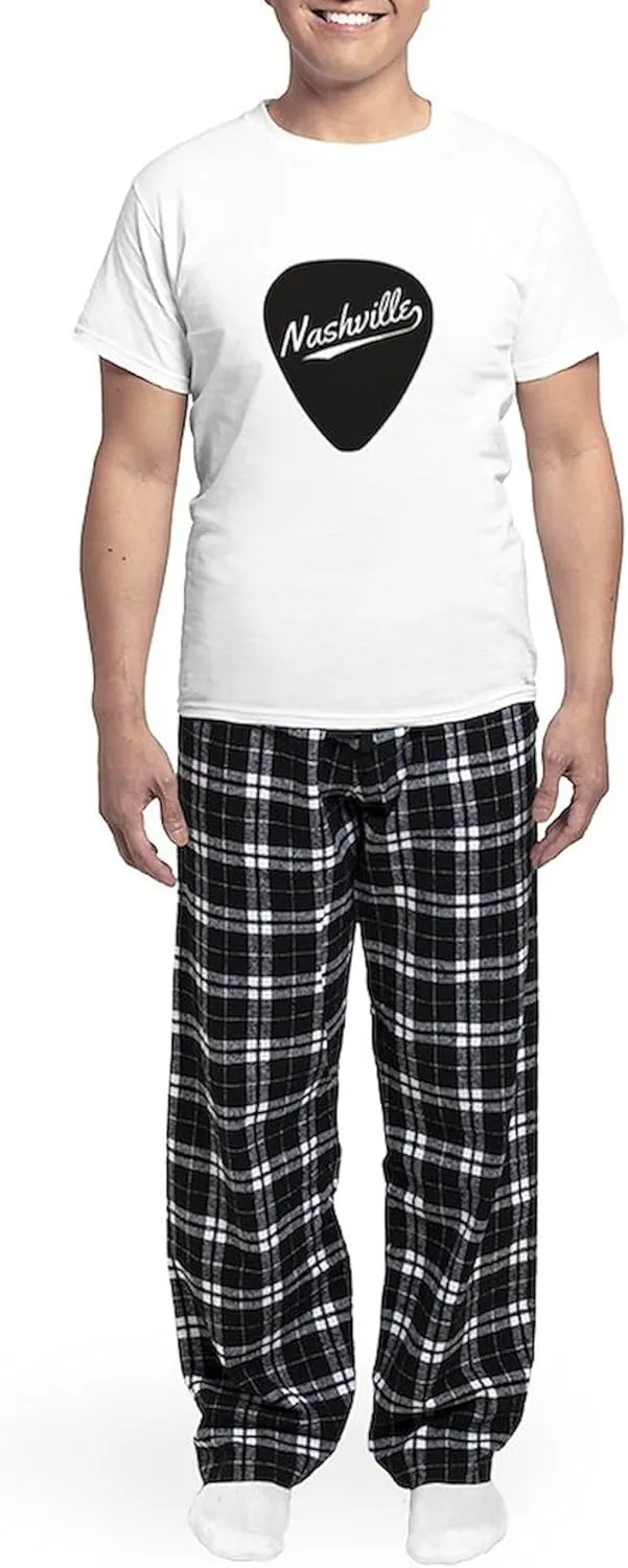 CafePress Nashville Guitar Pick Pajamas Men's Novelty Light Pajama Set, Comfortable PJ Sleepwear