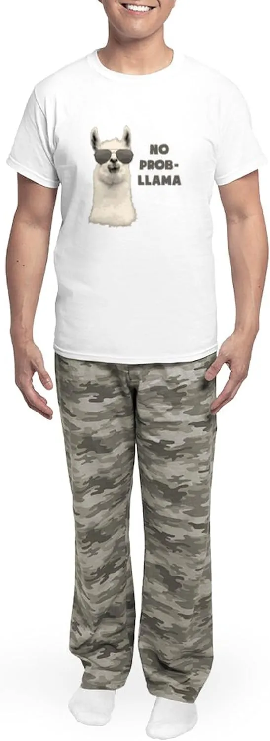 CafePress No Problem Llama Pajamas Men's Novelty Light Pajama Set, Comfortable PJ Sleepwear