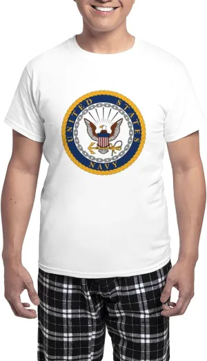 CafePress US Navy Emblem Men's Light Pajamas Men's Novelty Light Pajama Set, Comfortable PJ Sleepwear
