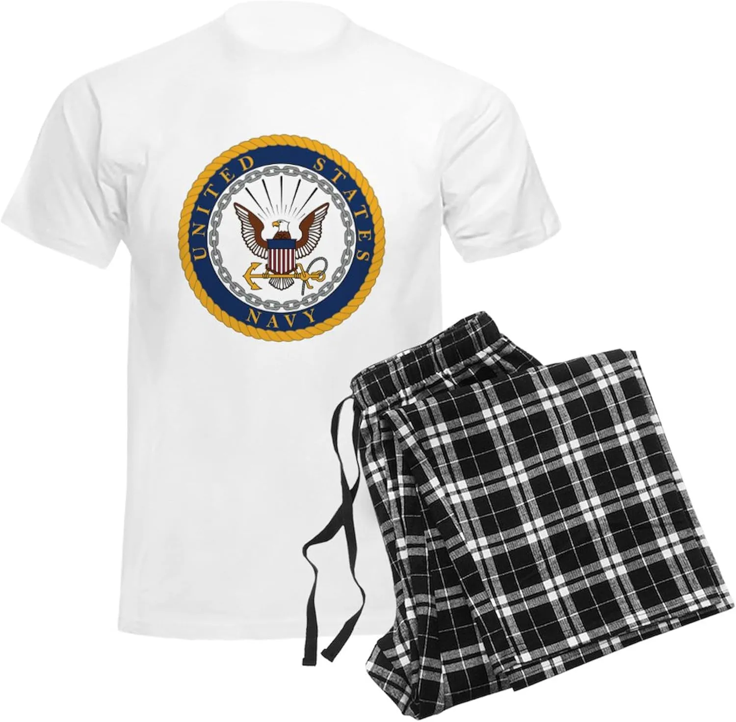 CafePress US Navy Emblem Men's Light Pajamas Men's Novelty Light Pajama Set, Comfortable PJ Sleepwear