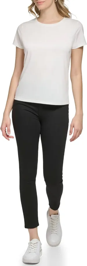 Calvin Klein Women's Comfortable Casual Crew Neck Nylon Spandex Short Sleeve