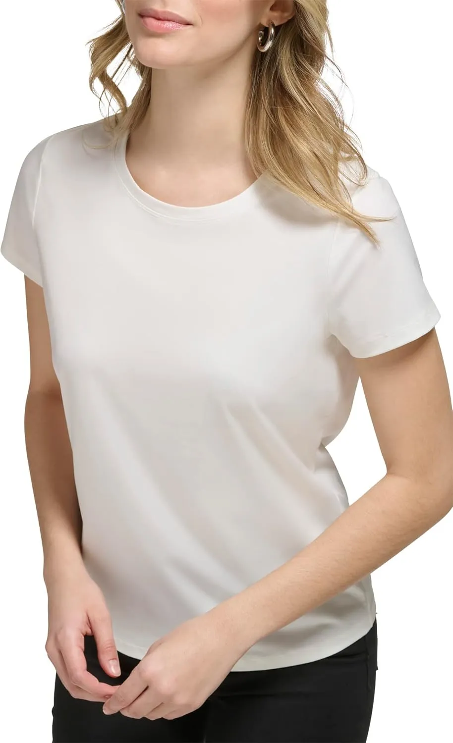 Calvin Klein Women's Comfortable Casual Crew Neck Nylon Spandex Short Sleeve