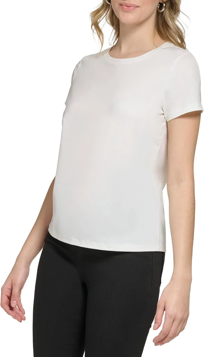 Calvin Klein Women's Comfortable Casual Crew Neck Nylon Spandex Short Sleeve