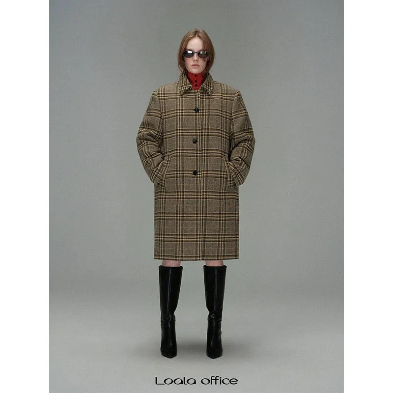 Classic Plaid Quilted Wool Coat