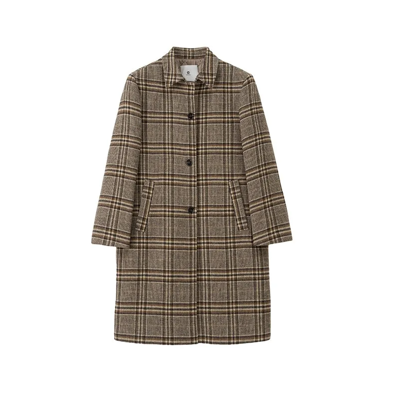 Classic Plaid Quilted Wool Coat