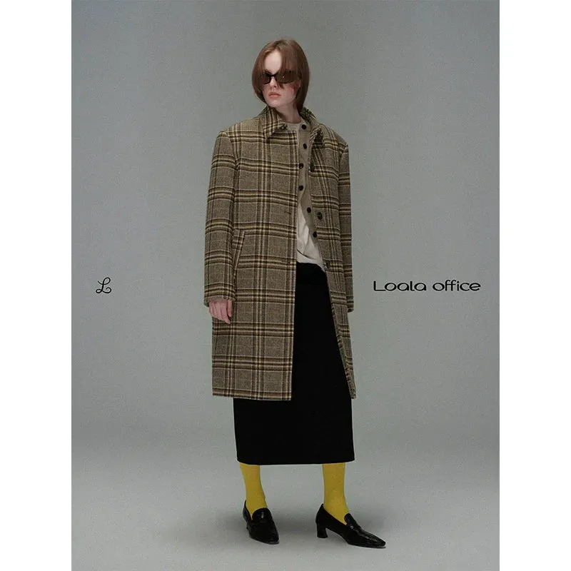 Classic Plaid Quilted Wool Coat