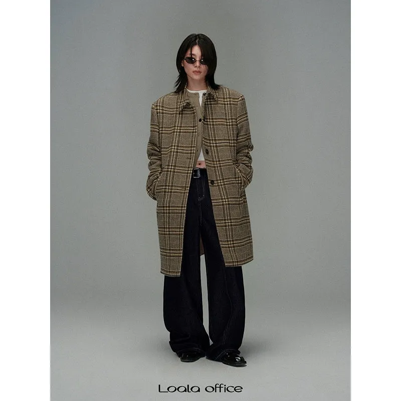 Classic Plaid Quilted Wool Coat