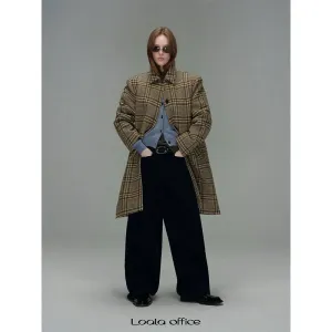 Classic Plaid Quilted Wool Coat