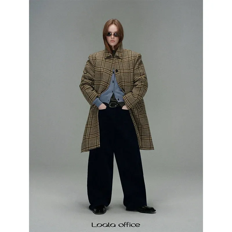 Classic Plaid Quilted Wool Coat