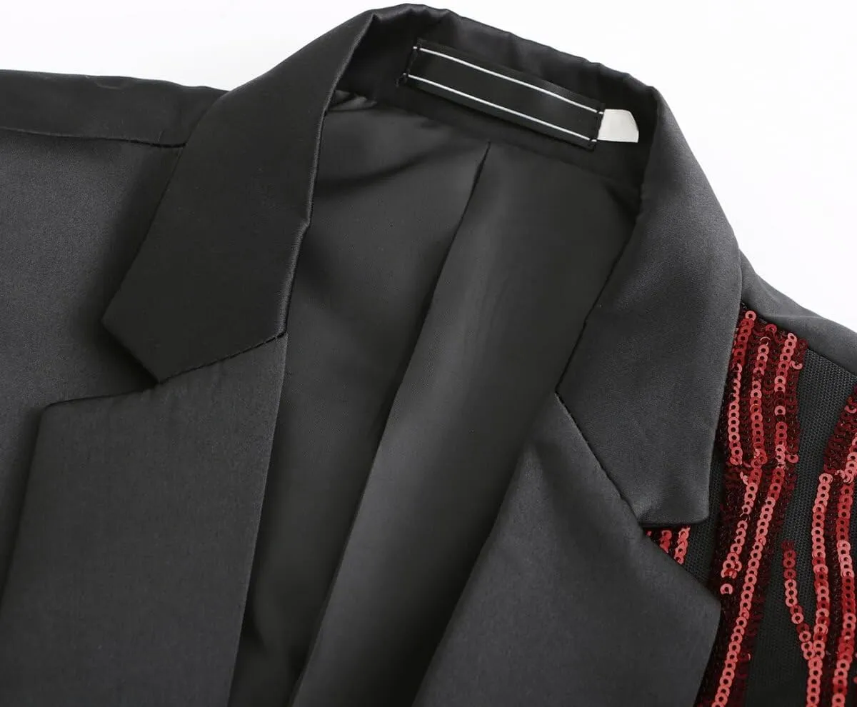 Cloudstyle Mens Stylish Dinner Tux Dress Blazer Slim Fit Gold Sequin Suit Jacket Sport Coat