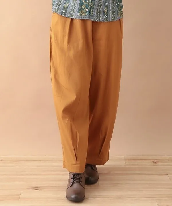 Colored cotton fine-ribbed corduroy cocoon pants 24W005