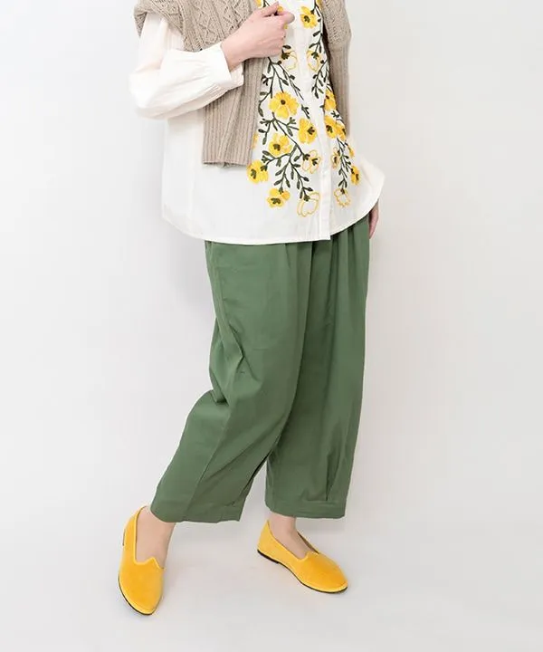Colored cotton fine-ribbed corduroy cocoon pants 24W005