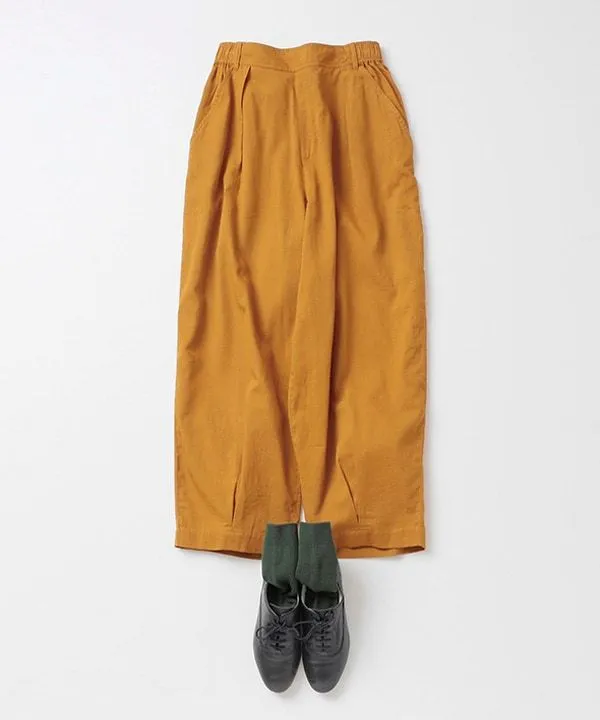 Colored cotton fine-ribbed corduroy cocoon pants 24W005