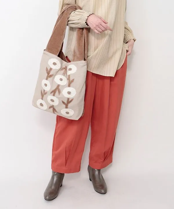 Colored cotton fine-ribbed corduroy cocoon pants 24W005