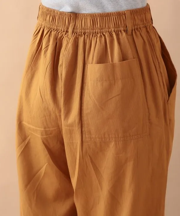Colored cotton fine-ribbed corduroy cocoon pants 24W005