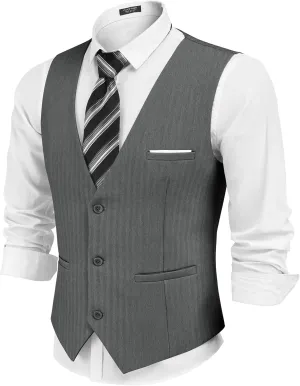 COOFANDY Mens Dress Vest Casual Business Waistcoat Formal Wedding 3 Button Suit Vest