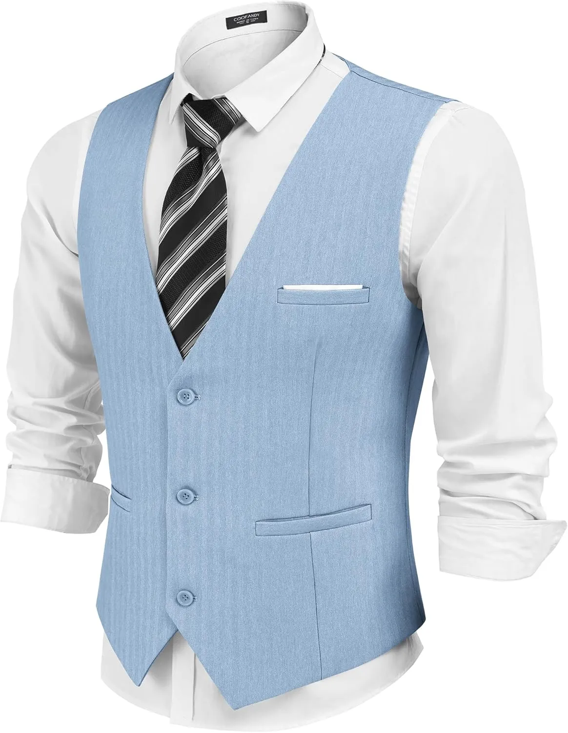 COOFANDY Mens Dress Vest Casual Business Waistcoat Formal Wedding 3 Button Suit Vest
