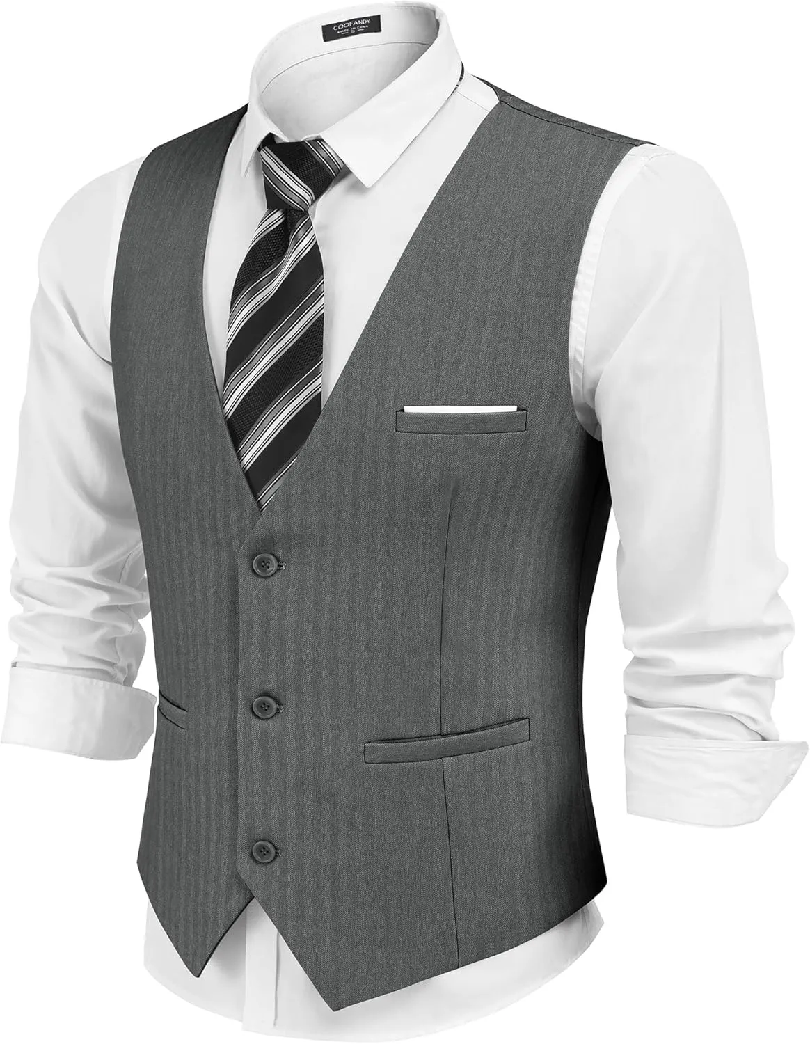 COOFANDY Mens Dress Vest Casual Business Waistcoat Formal Wedding 3 Button Suit Vest