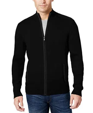COOFANDY Men's Full Zip Cardigan Sweater Slim Fit Zip Up Cotton Knitted Sweater with Pockets (XX-Large, Black.)