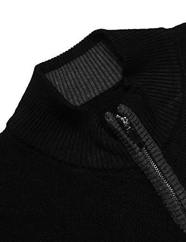 COOFANDY Men's Full Zip Cardigan Sweater Slim Fit Zip Up Cotton Knitted Sweater with Pockets (XX-Large, Black.)