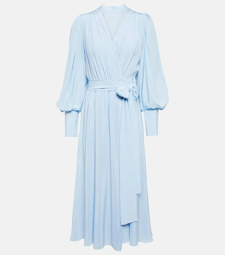 Costarellos Draped silk midi dress