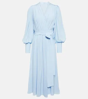 Costarellos Draped silk midi dress