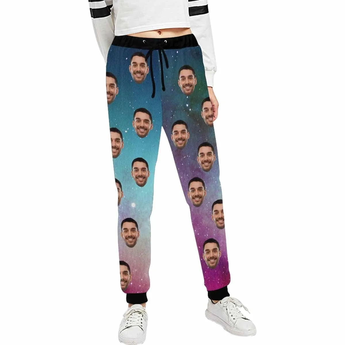 Custom Face Sweatpants Gradient Unisex Personalized Closed Bottom Casual Sweatpants