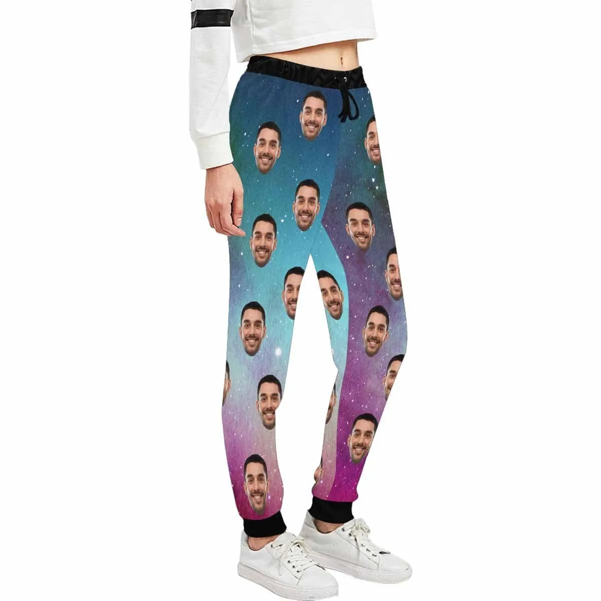 Custom Face Sweatpants Gradient Unisex Personalized Closed Bottom Casual Sweatpants