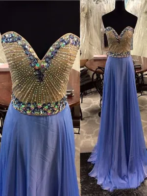Custom Made A Line Sweetheart Neck Sleeveless Light Blue Long Prom Dress, Long Formal Dresses, Evening Dress