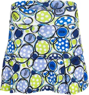 Dink 1 Drop Pleat Skort, Green and Blue Printed Sportswear, Soft and Comfortable Skort for Women (Large)