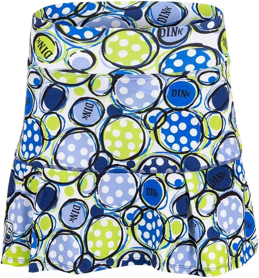 Dink 1 Drop Pleat Skort, Green and Blue Printed Sportswear, Soft and Comfortable Skort for Women (Large)