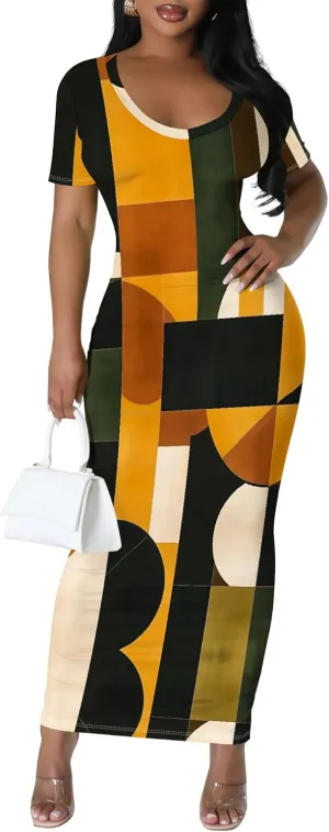 Elegant Women Summer Fashion Casual Dress Sexy Loose Short Sleeve Round Neck Sundress Club Midi Dresses