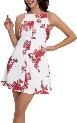 FANCYINN Women's Short Elegant Dresses Adjustable Spaghetti Strap with Pockets Backless Elegant Dress Date Night Dress