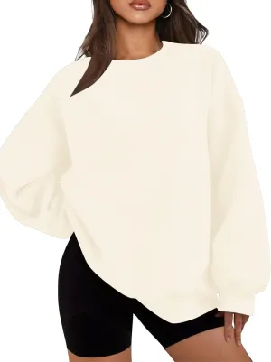 Fanway&EC Women's Crewneck Oversized Sweatshirts Basic Pullover Fall Fashion Outfits Tops