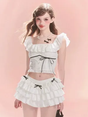 Frilled Tops Lace Neck Square
