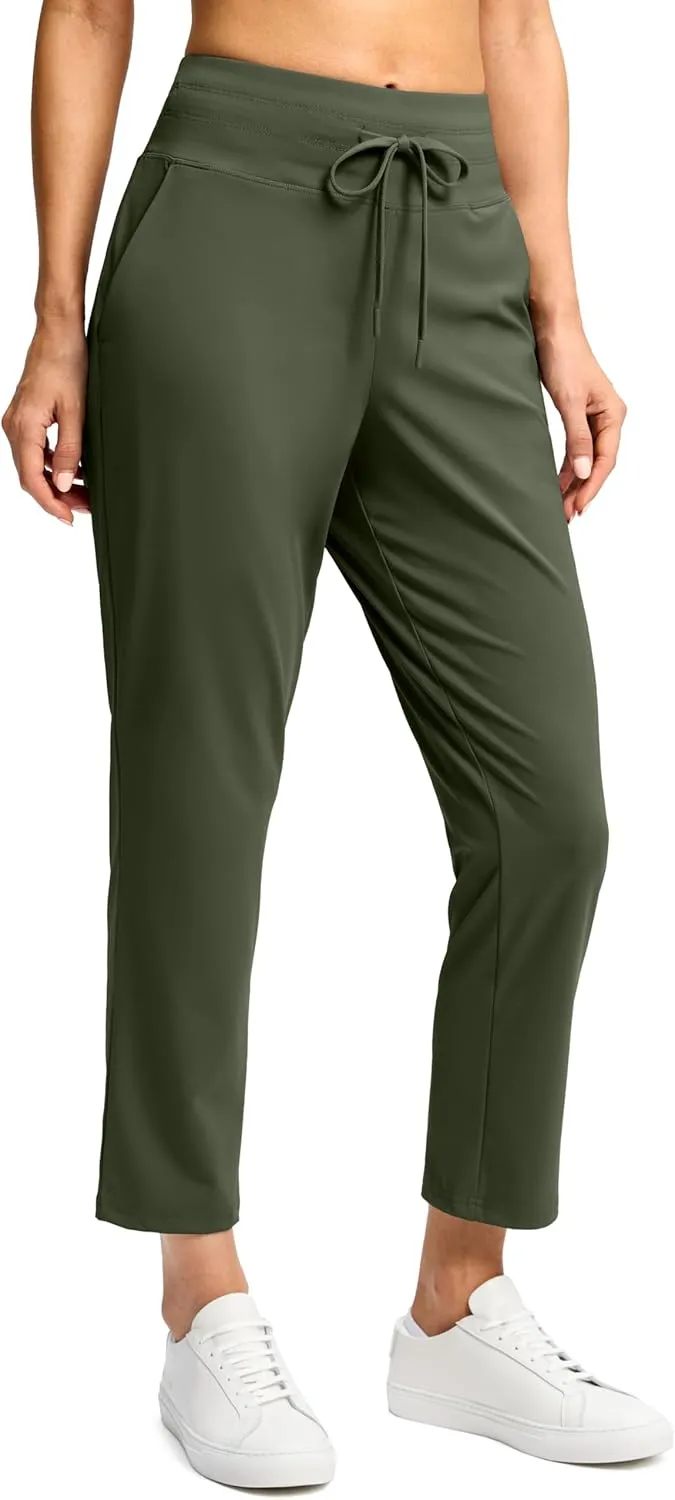 G Gradual Women's Pants High Waisted Drawstring Ankle Pants 2 Pockets 7/8 Sweatpants for Golf Travel Athletic Casual