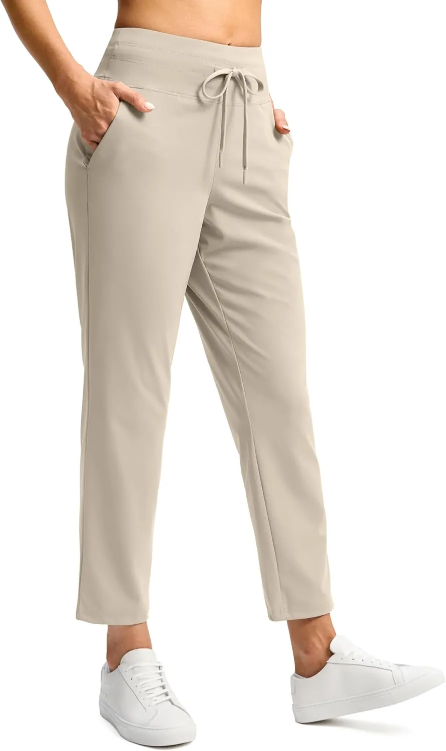 G Gradual Women's Pants High Waisted Drawstring Ankle Pants 2 Pockets 7/8 Sweatpants for Golf Travel Athletic Casual