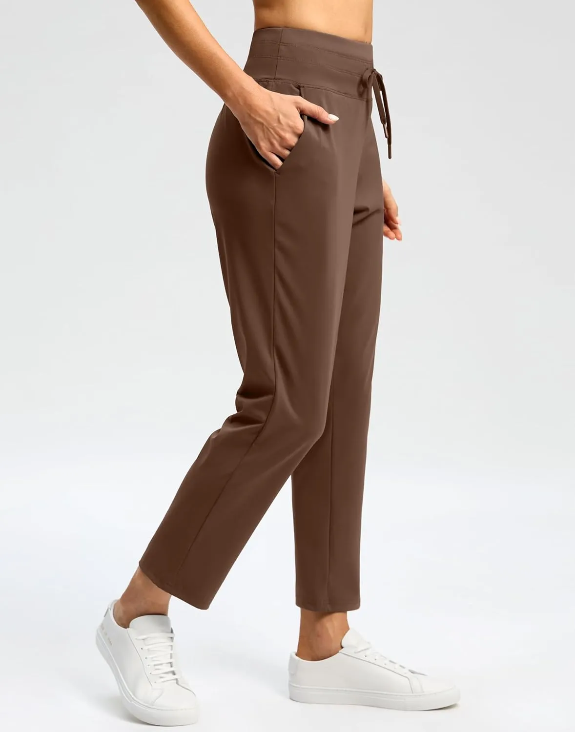 G Gradual Women's Pants High Waisted Drawstring Ankle Pants 2 Pockets 7/8 Sweatpants for Golf Travel Athletic Casual