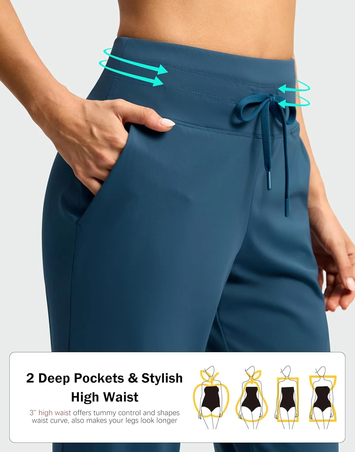 G Gradual Women's Pants High Waisted Drawstring Ankle Pants 2 Pockets 7/8 Sweatpants for Golf Travel Athletic Casual