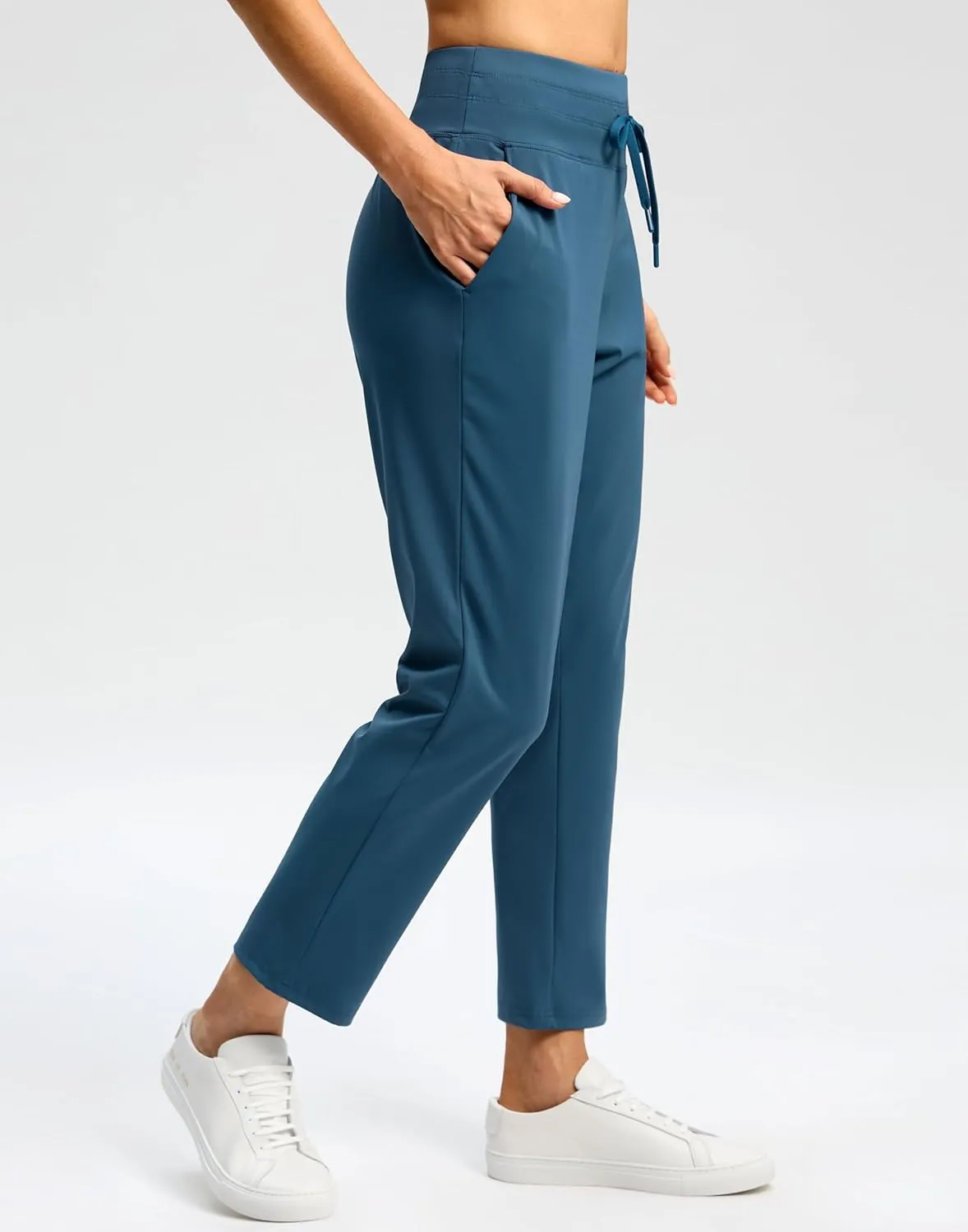G Gradual Women's Pants High Waisted Drawstring Ankle Pants 2 Pockets 7/8 Sweatpants for Golf Travel Athletic Casual