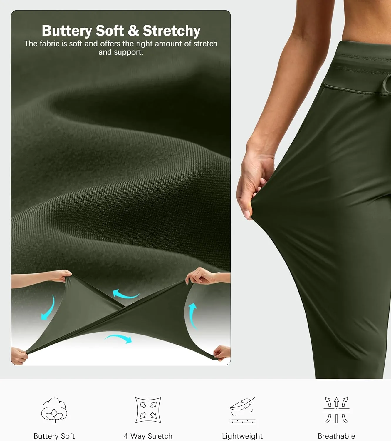 G Gradual Women's Pants High Waisted Drawstring Ankle Pants 2 Pockets 7/8 Sweatpants for Golf Travel Athletic Casual