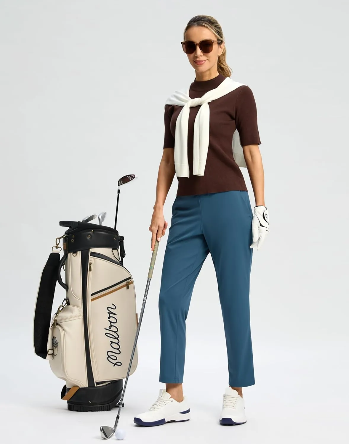 G Gradual Women's Pants High Waisted Drawstring Ankle Pants 2 Pockets 7/8 Sweatpants for Golf Travel Athletic Casual