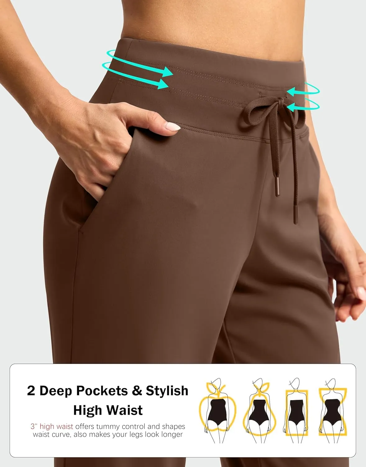 G Gradual Women's Pants High Waisted Drawstring Ankle Pants 2 Pockets 7/8 Sweatpants for Golf Travel Athletic Casual