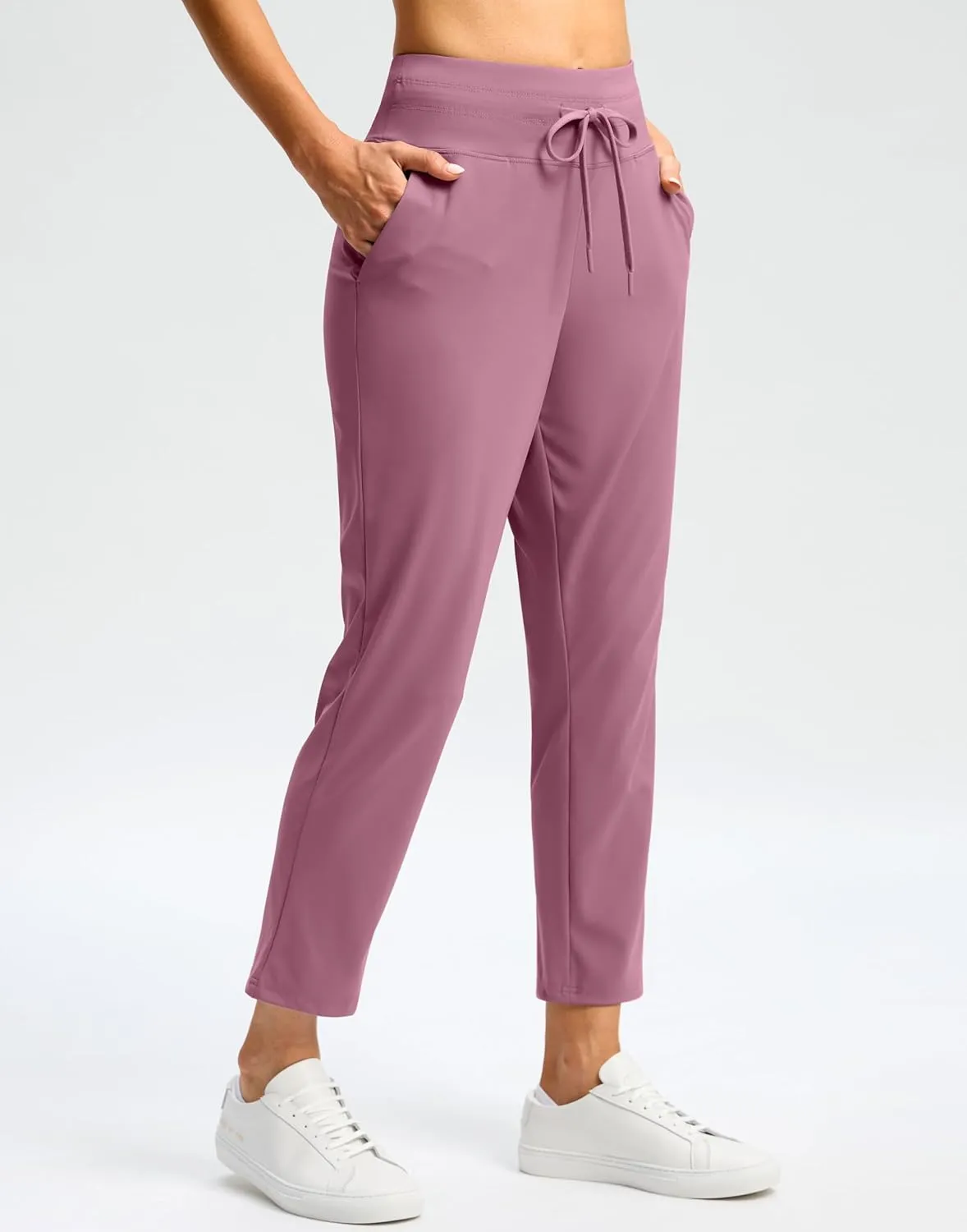 G Gradual Women's Pants High Waisted Drawstring Ankle Pants 2 Pockets 7/8 Sweatpants for Golf Travel Athletic Casual