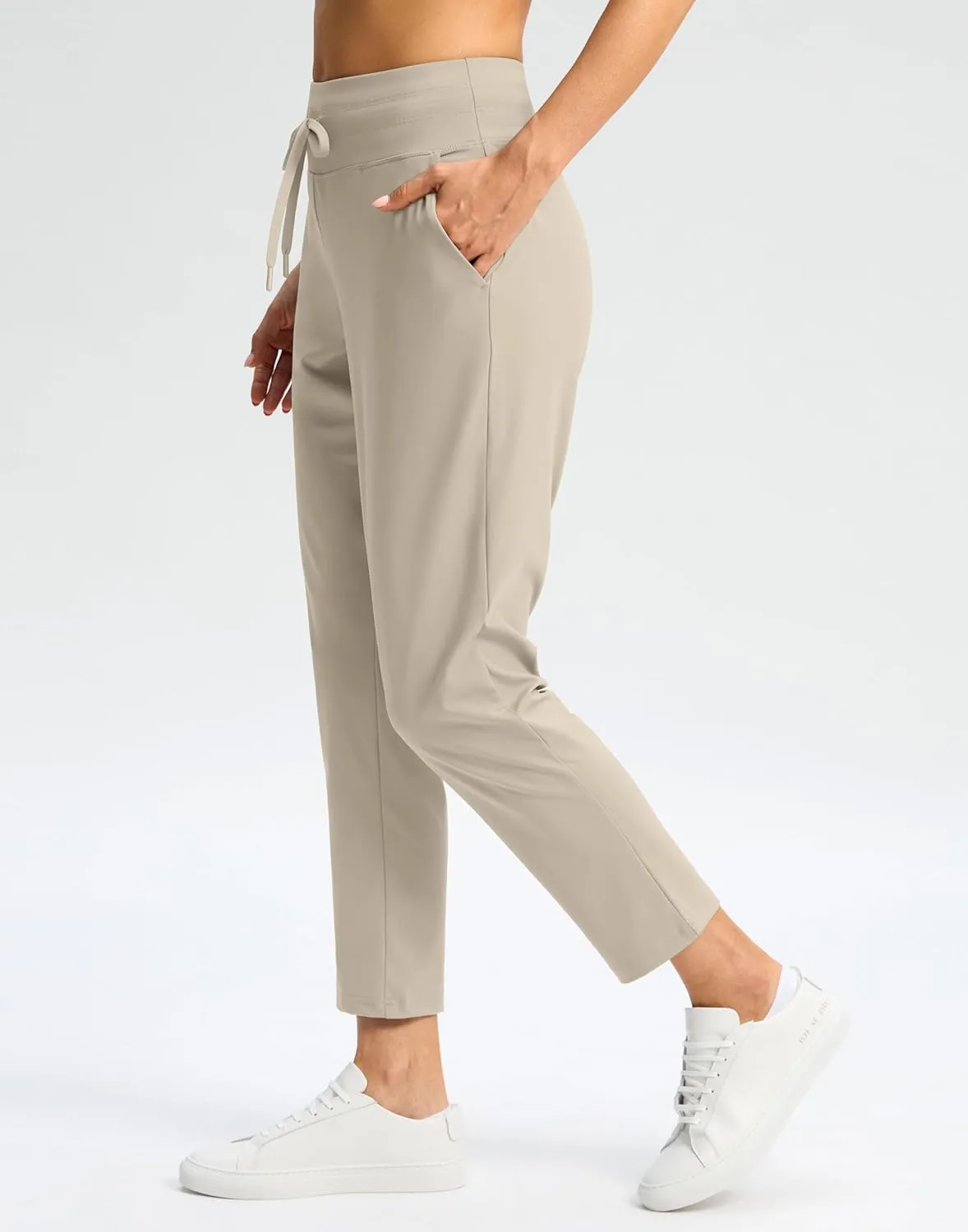 G Gradual Women's Pants High Waisted Drawstring Ankle Pants 2 Pockets 7/8 Sweatpants for Golf Travel Athletic Casual